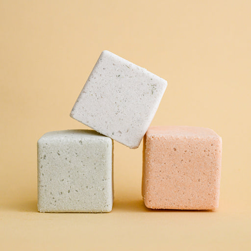 Hand made bath bomb cubes from Asheville, NC. Three scents include eucalyptus, lavender and geranium lavender.