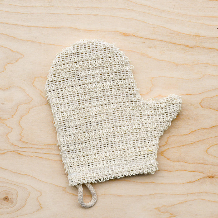 Sisal compostable shower mitt. Exfoliating. Loop for hang drying.