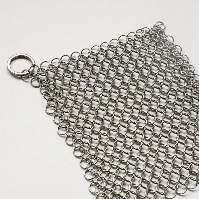 Stainless Steel chainmail pot scrubber. With hanging ring.