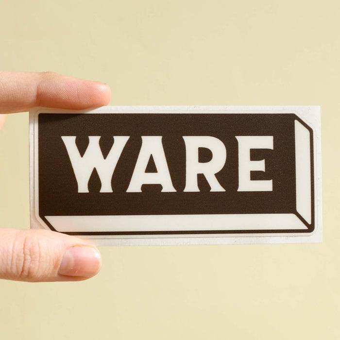 Ware logo sticker, transluscent background.
