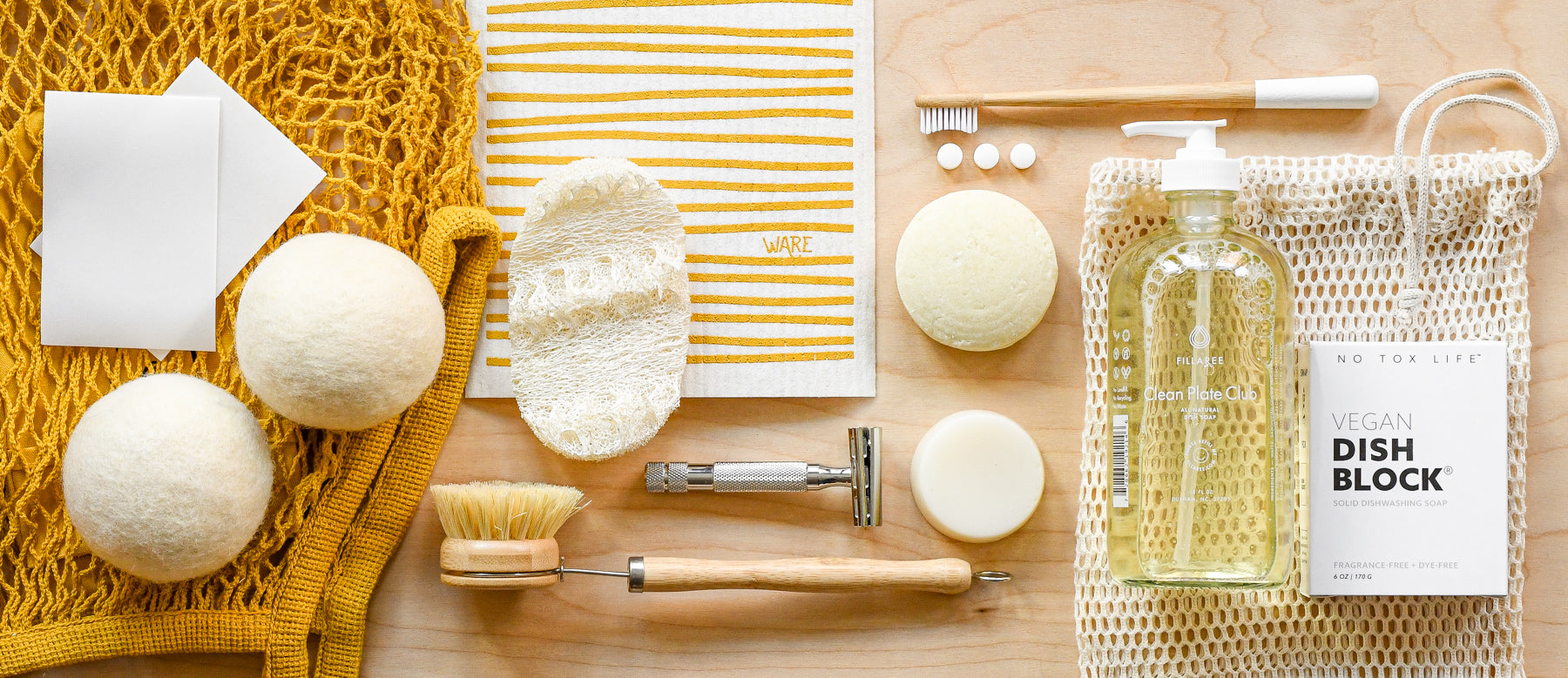 Sustainable Swaps: Dryer Balls, Dish Soap, Wooden Brushes, Shampoo & Conditioner Bars, etc.