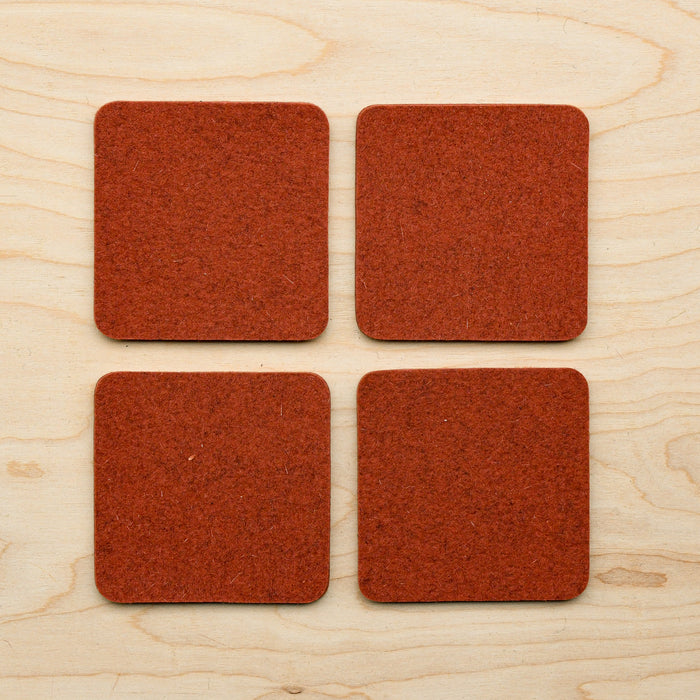 Mahogany  square colored wool felted coasters from Graf Lantz.