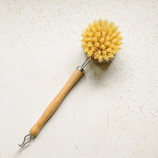 Beechwood handle with agave bristles. Zero waste dish brush. Replaceable head.