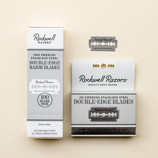 Rockwell double edge razor blades for zero waste. From Rockwell. 100 pack and 20 pack.