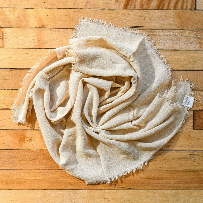 Solid oatmeal plant died raw silk bandana.