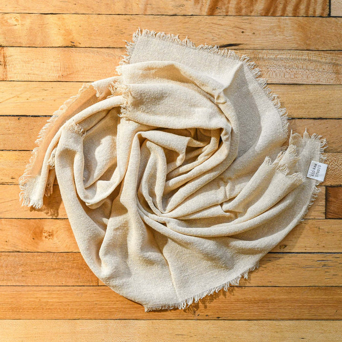 Solid oatmeal plant died raw silk bandana.