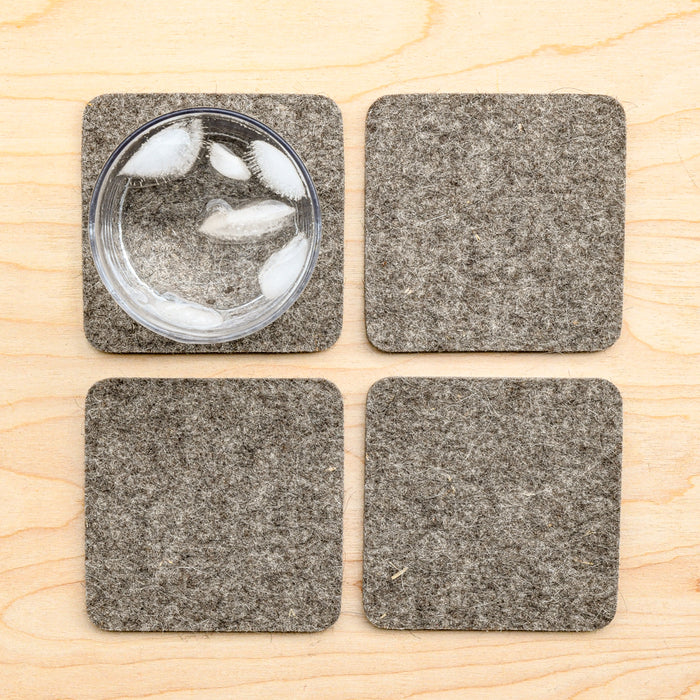 Ash Brown  square colored wool felted coasters from Graf Lantz.