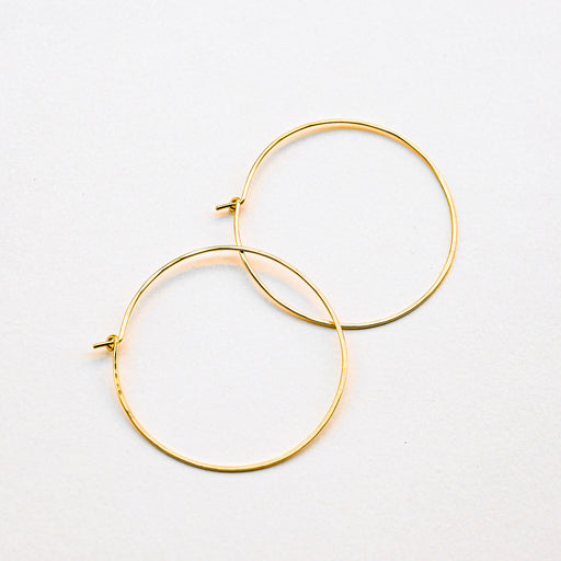 Pair of Gold hoop earrings. Handmade in Asheville, NC. 