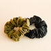 Black and Olive organic cotton scrunchies. By Kooshoo.
