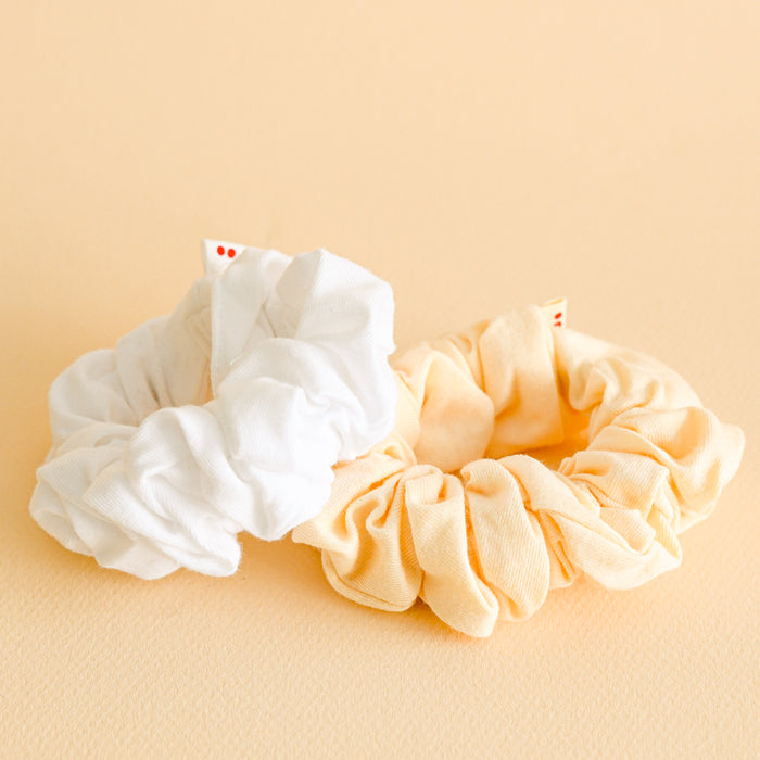Natural and Light organic cotton scrunchies. By Kooshoo.