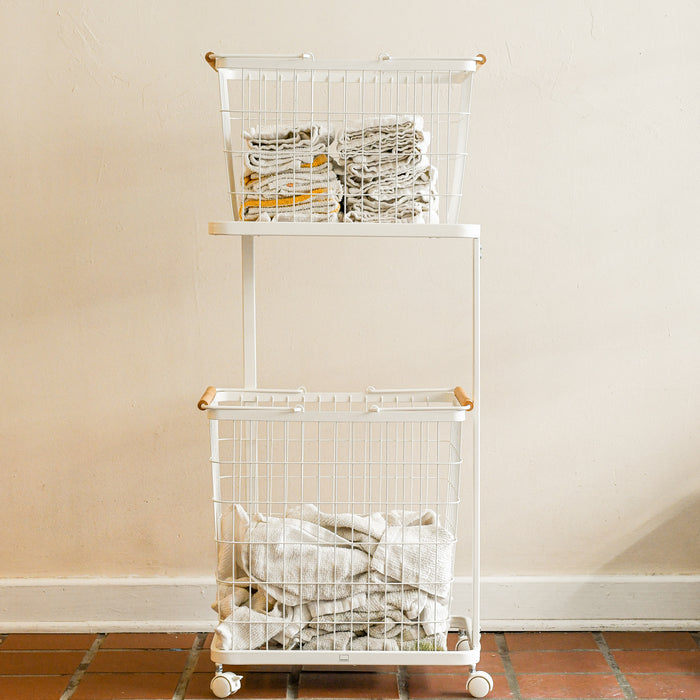 Laundry Tower with various terrycloth rags. 