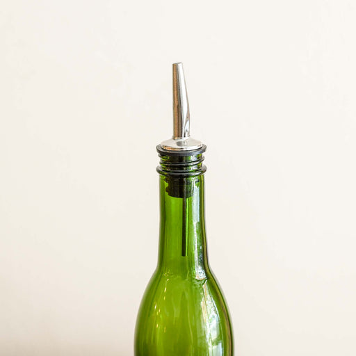 Metal tipped spout pourer. Add to small mouth bottles.