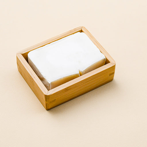 Bamboo soap shelf from No Tox Life. Dish block sitting in soap dish.