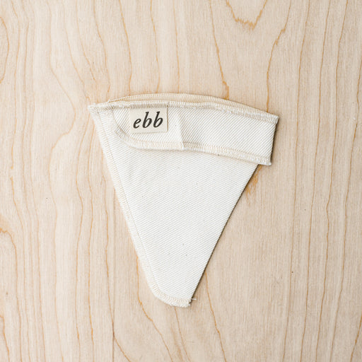 Reusable coffee filter organic cotton with waste free packaging. From Ebb. Unpackaged. 