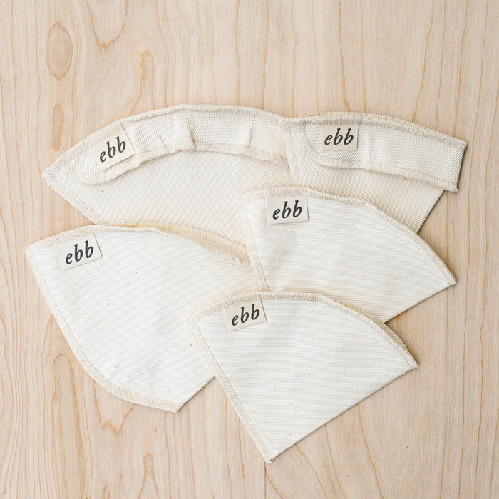 Reusable coffee filter organic cotton with waste free packaging. From Ebb. Unpackaged. 