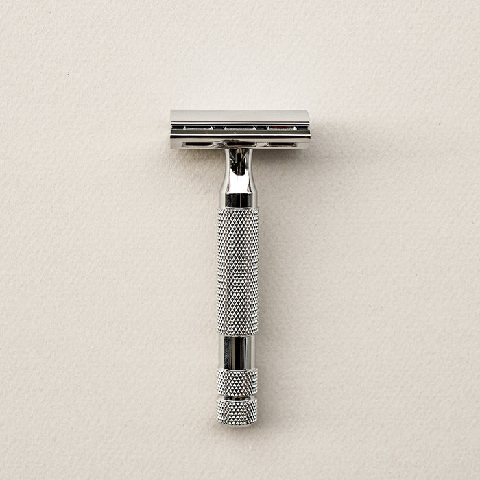 Rockwell 2c safety razor in white chrome. 