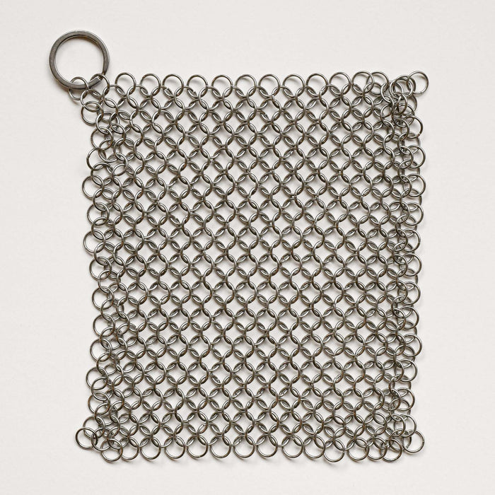 Stainless Steel chainmail pot scrubber. With hanging ring.
