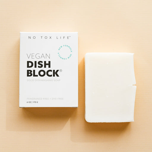 Vegan Dish Washing Block by No Tox Life. Zero waste dish soap. Solid dish soap. Vegan. Unpackaged and in packaging. 